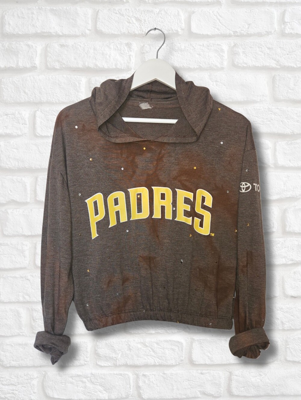 San Diego Padres Crop Pullover W/Rhinestones